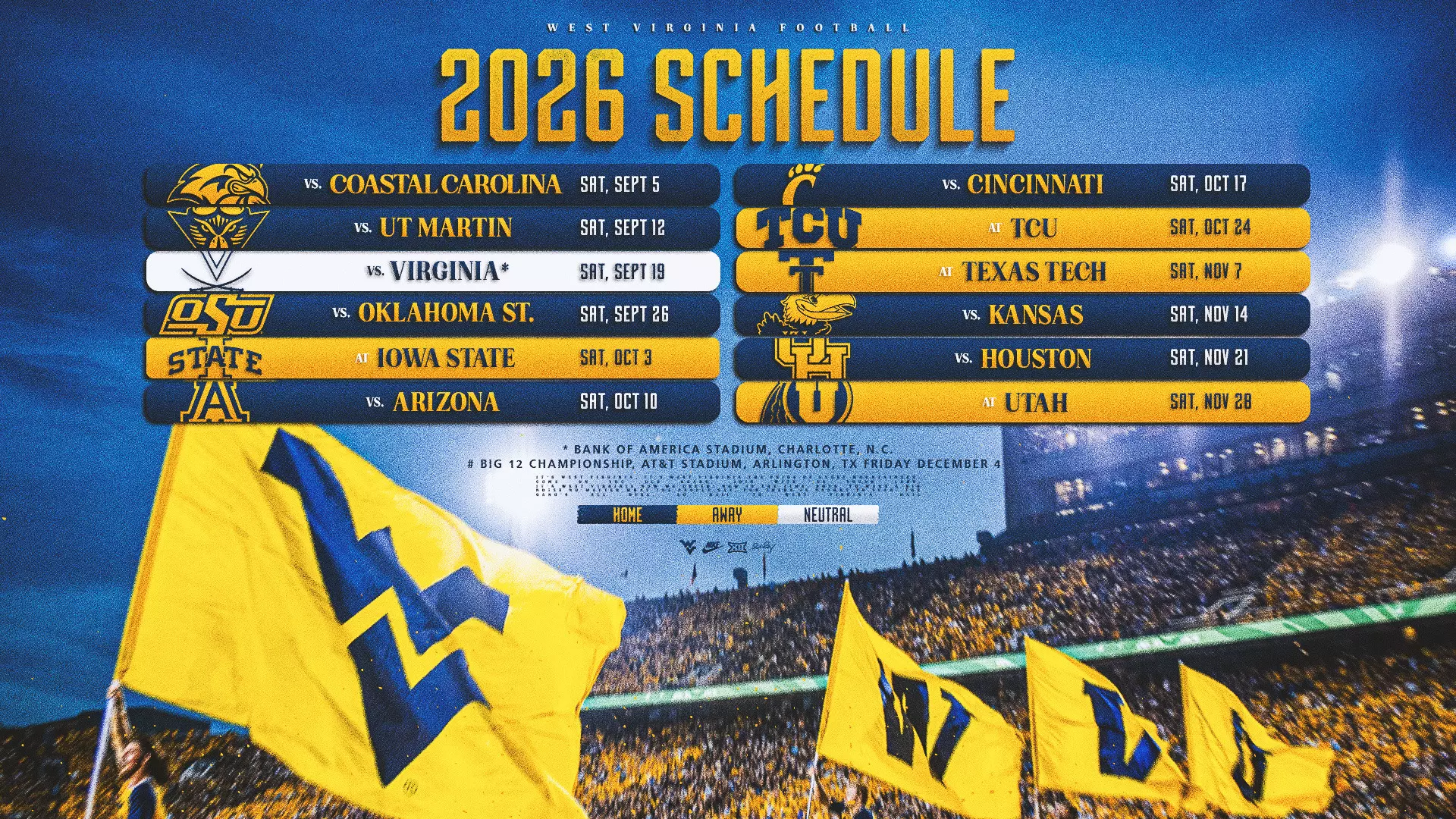 WVU Football Schedule